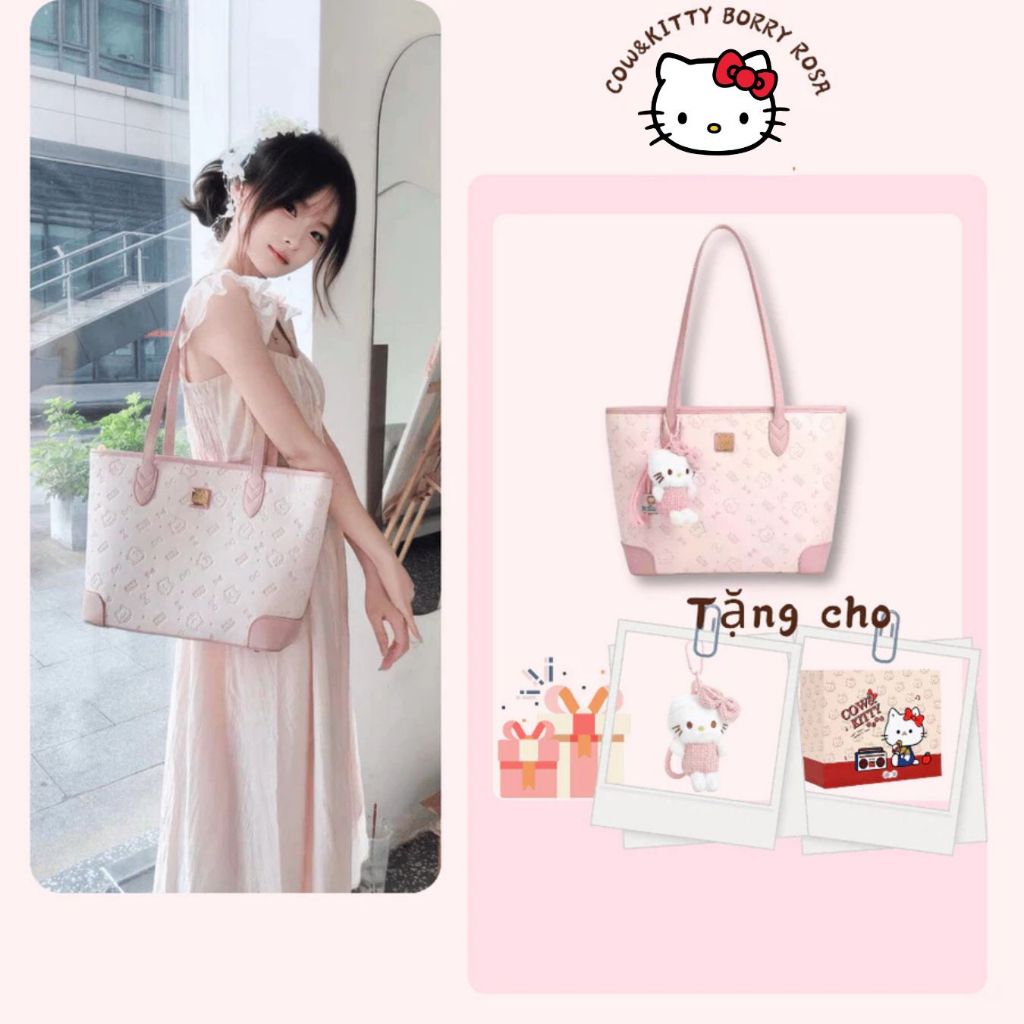 Cow&Kitty/BORRY ROSA Túi Tote màu hồng Túi xách màu hồng phong cách dễ ...