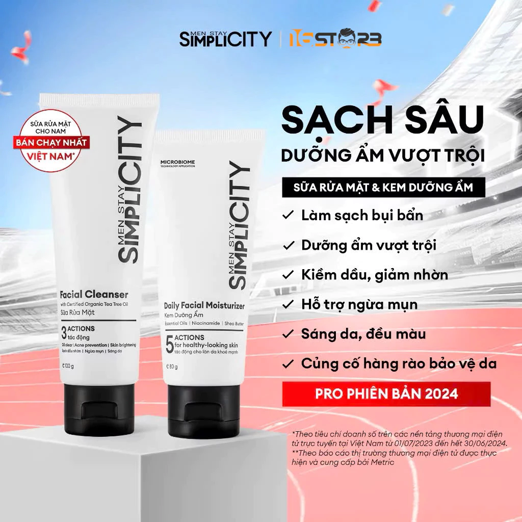 Sữa rửa mặt cho nam sạch dầu nhờn ngừa mụn Men Stay Simplicity Facial Cleanser 100g