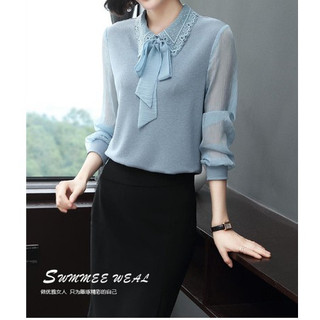 (THANH LÝ LẺ SIZE) Áo Thun Nữ Cổ Ren Thắt Nơ Công Sở Thanh Lịch SM01