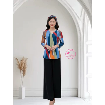 áo bà ba phối màu ngũ sắc-áo bà ba họa tiết y phấn tảo -(áo lẻ không kèm quần )