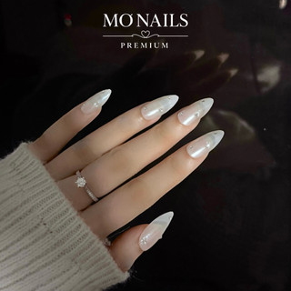 Nailbox Thiết Kế, Móng Úp, Móng Tay Giả Thạch Trong Fench Gạo Đính Đá Tráng Gương Sang Trọng P23