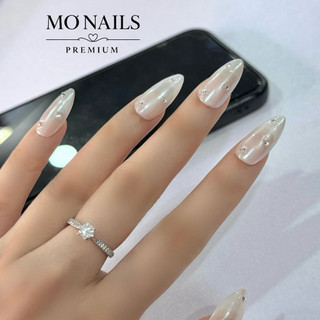 Nailbox Thiết Kế, Móng Úp, Móng Tay Giả Thạch Trong Fench Gạo Đính Đá Tráng Gương Sang Trọng P23