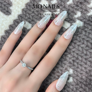 Nailbox Thiết Kế, Móng Úp, Móng Tay Giả Thạch Trong Fench Gạo Đính Đá Tráng Gương Sang Trọng P23