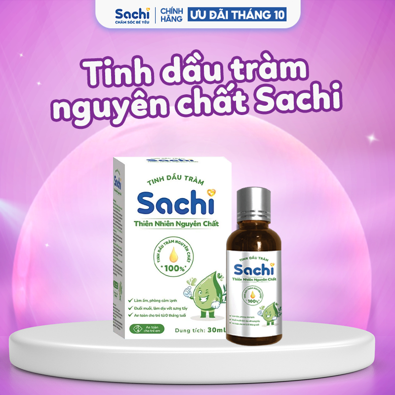 Tinh Dầu Tràm Nguyên Chất Sachi 30ml Giúp Làm Ấm Cơ Thể, Giảm Chướng Bụng, Đầy Hơi, An Toàn Cho Trẻ Sơ Sinh và Trẻ Nhỏ