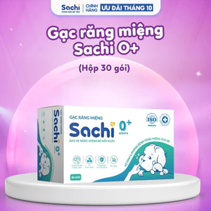 Gạc rơ lưỡi Sachi dịch chiết lá hẹ - Vệ sinh răng miệng cho bé - Hộp 30 gói