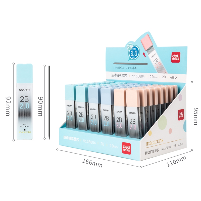 Bút Chì Bấm Deli 2mm 2B – Học Sinh Tiểu Học, Giúp Cầm Đúng Tư Thế, Viết Êm, Không Mỏi Tay