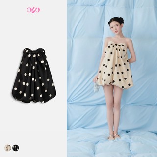 Đầm babydoll bí OLV cúp ngực chấm bi đính nơ bồng bềnh điệu đà Dot Silky Puff Cup Dress nhiều màu
