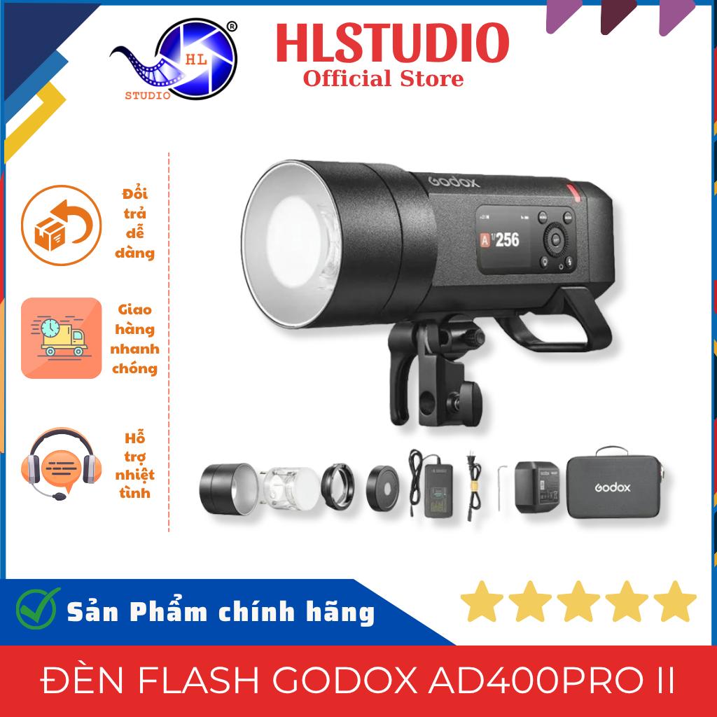 Đèn Flash Godox AD400Pro II 400Ws Pin 2600mAh HSS 1/8000 Bowens HL ...