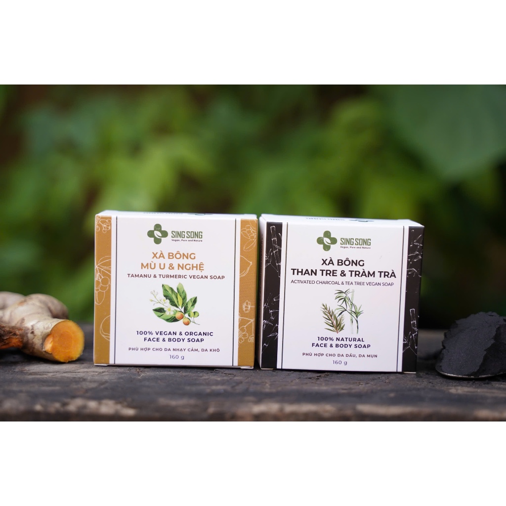 Xà Bông Than Tre - Tràm Trà SingSong. Hỗ trợ giảm mụn, giảm mùi hôi của Tuổi Dậy Thì - 160gr