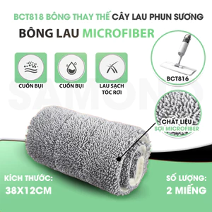Combo 2 Bông lau nhà chữ nhật BCT818 thay thế cây lau nhà phun sương Bonbox BCT816
