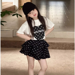 [B&G] Sét váy Áo thun form rộng phối chân váy chấm bi tầng bồng bềnh, bé gái đi học đi chơi đều xinh