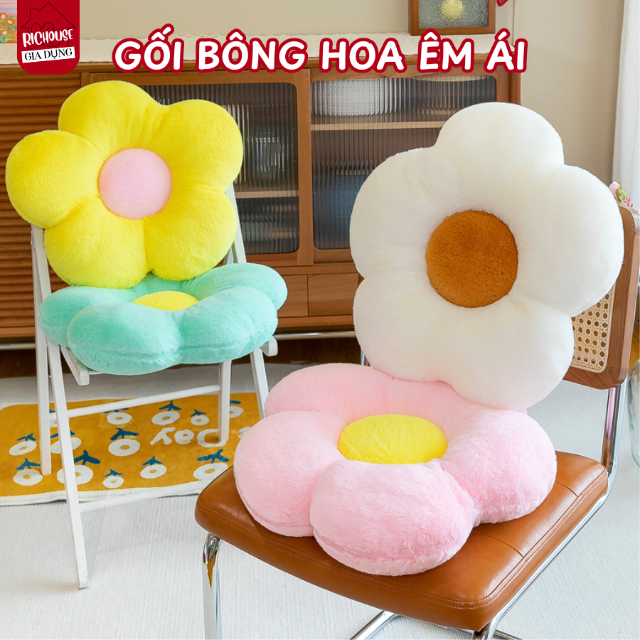 Gối Tựa Hình Bông Hoa, Đệm Lót Ghế Êm Ái, Gối Ôm Mẫu Cute Richouse