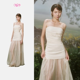 Set OLV áo và chân váy Ivory Layered Cup Maxi Dress thanh lịch quyến rũ phù hợp đi tiệc