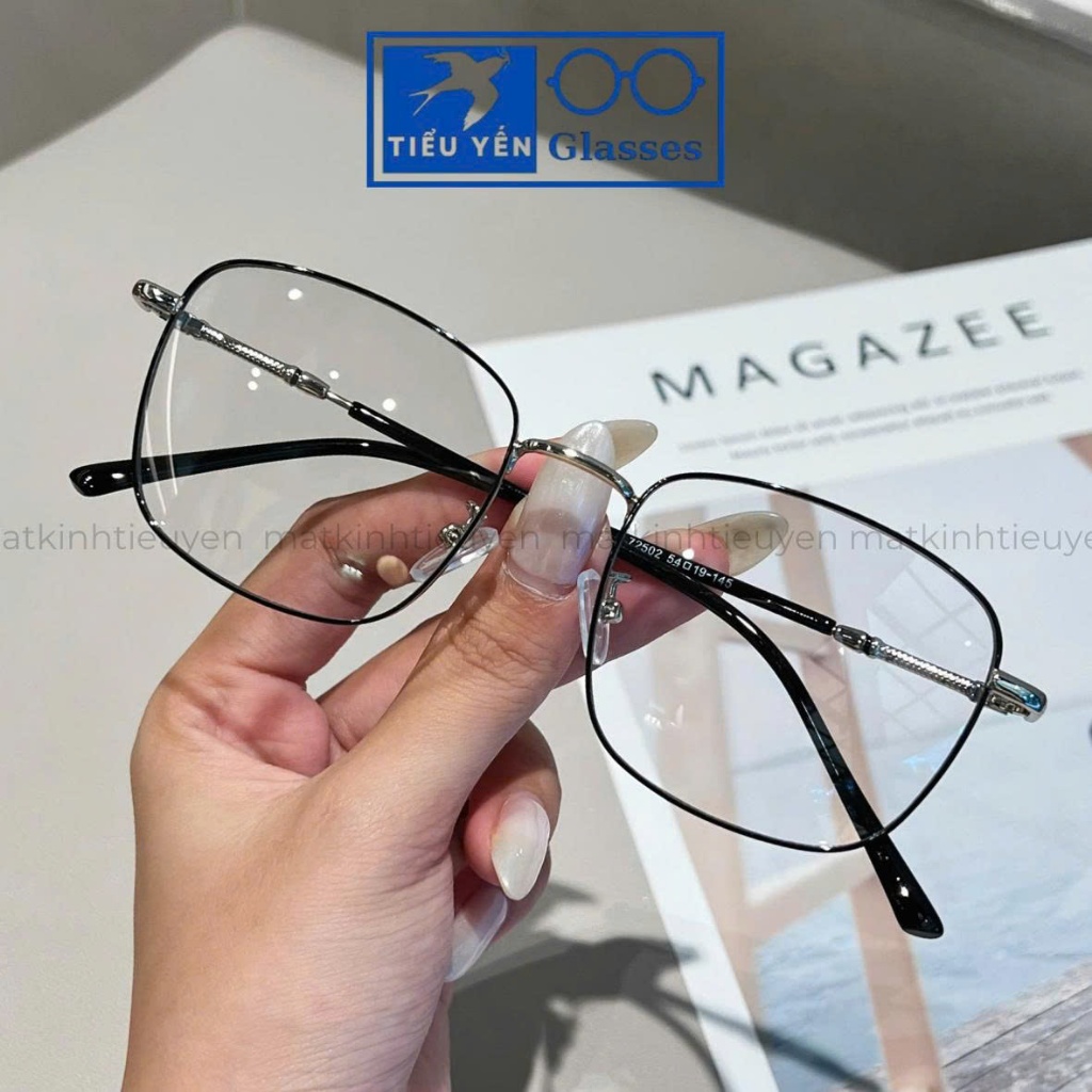 Kính cận titanium đổi màu khi ra nắng nam nữ 0 độ ngăn UV, form vừa mã V72502 - Tiểu Yến