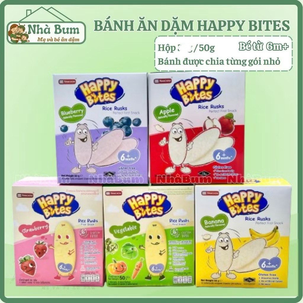 Bánh gạo ăn dặm Happy Bites bé 6m+ (Free Gluten) | Shopee Việt Nam