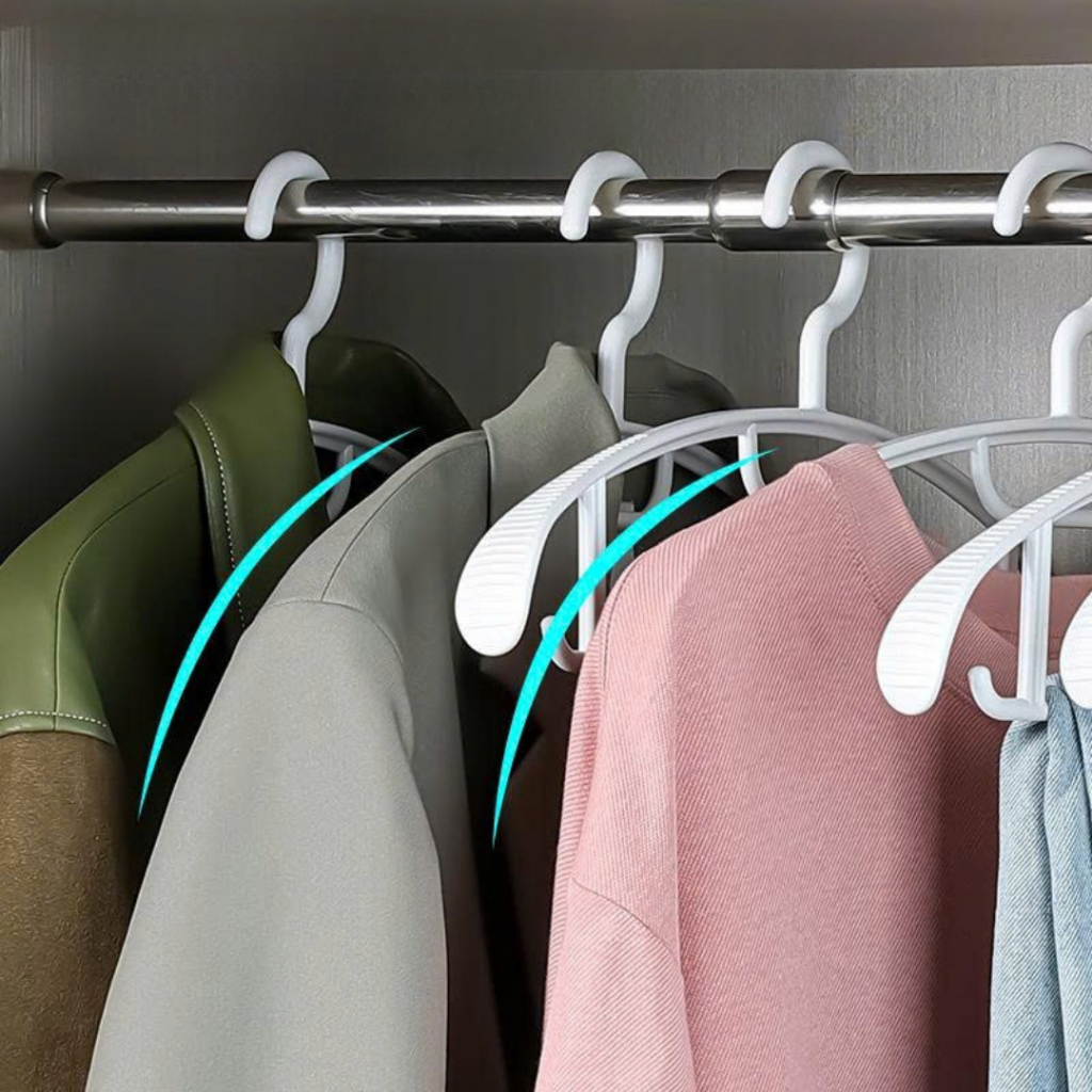 (TẶNG MÓC) Bộ 10 Móc Treo Quần Áo Nhựa Cao Cấp Bản Rộng Chống Trượt, Móc Treo Đồ Đa Năng Tiện Lợi
