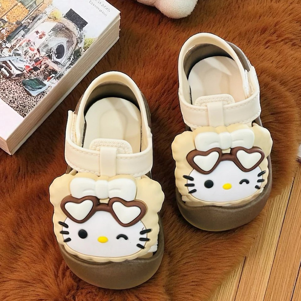 Giày quai dán sandal cho bé gái tập đi hình mèo dễ thương êm chân