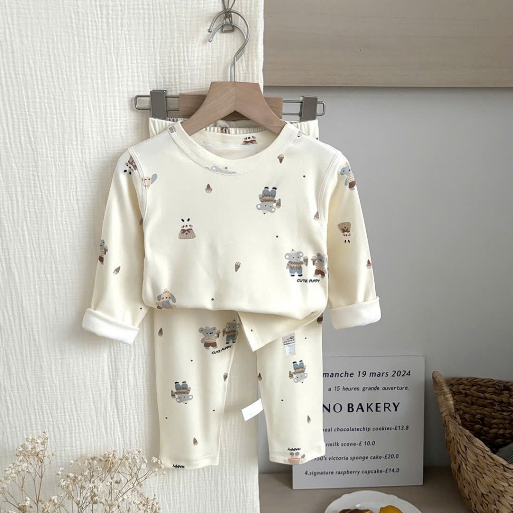 Bộ Thu Đông Dài Tay Cho Bé Trai Bé Gái Chất Cotton Nỉ Mềm Mại Cho Bé,Quần Áo Trẻ Em Thu Đông QCCC Từ 7-22kg