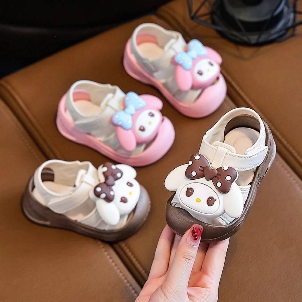 Giày quai dán sandal cho bé gái tập đi hình mèo dễ thương êm chân