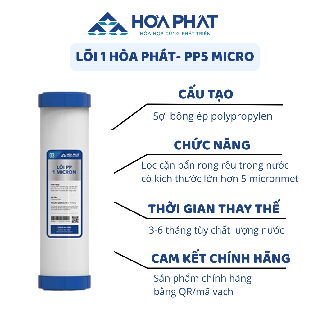 Combo  Lõi Lọc Nước Hòa Phát Gồm Bộ Thô 123  Và 2 Lõi Số 1 Giúp Loại Bỏ Các Tạp Chất Cặn Bẩn Và Các Chất Gây Mùi