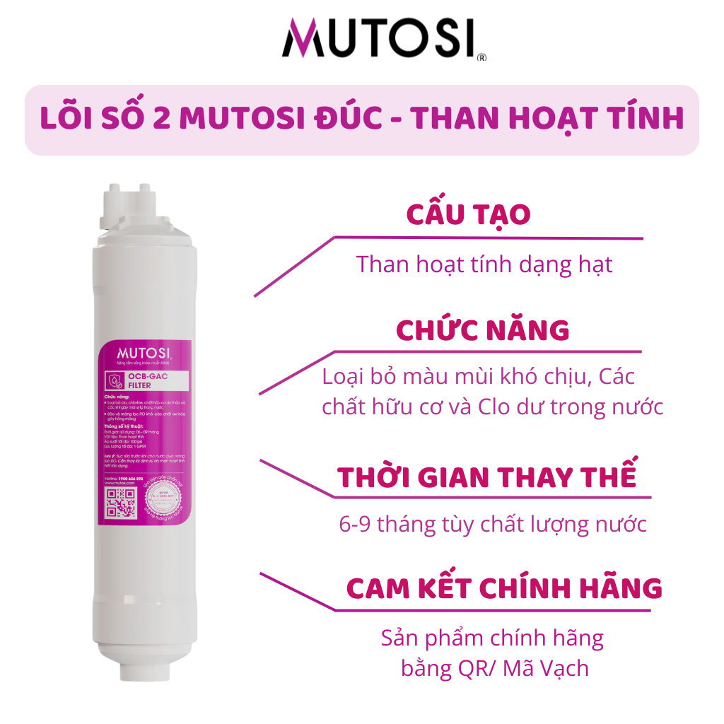 Combo Thô Mutosi Gồm Lõi 1 PP 5 Micron Loại Thường Và Lõi 2 OCB Lõi 3 PP1 Micron Dạng Đúc Dùng Cho Máy Lọc Nước RO....