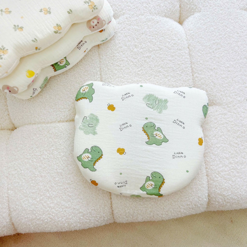 Gối cao su non cho bé, Gối lõm chống méo đầu vải muslin cao cấp kt 21x25cm ,mềm mại êm ái