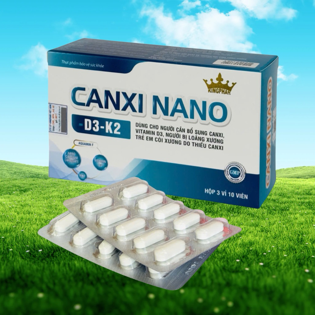 Canxi Nano – D3 – K2 kingphar 3 , hộp 30 viên ,hỗ trợ bổ sung canxi ...
