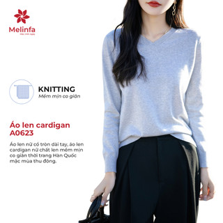 [COTTON DỆT KIM] Áo len cổ tim dài tay không xù vải len cao cấp mềm mại ấm áp thoáng khí mã VAA0623