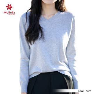 [COTTON DỆT KIM] Áo len cổ tim dài tay không xù vải len cao cấp mềm mại ấm áp thoáng khí mã VAA0623