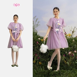 Đầm babydoll OLV tay phồng thêu nổi bật ngọt ngào Mireille phù hợp đi chơi đi cà phê