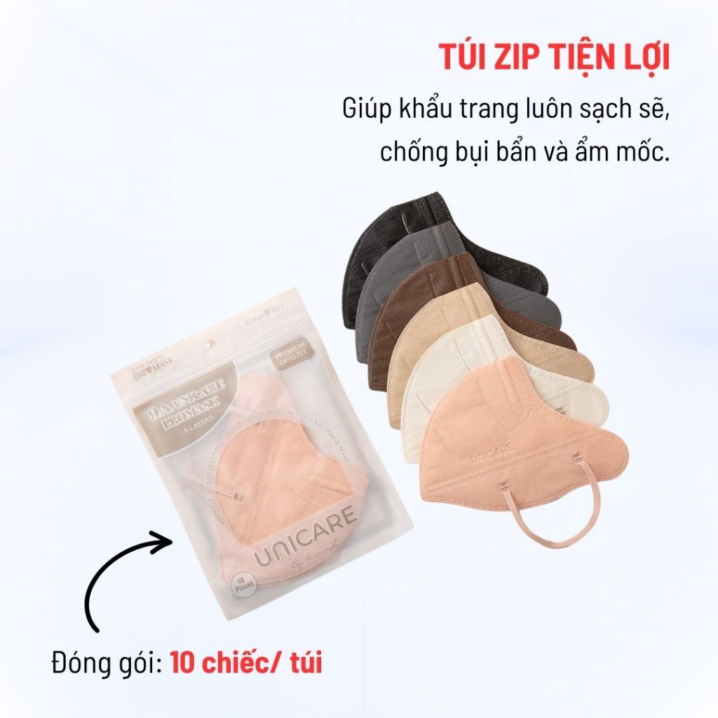 Khẩu trang 9A Unicare combo 100 chiếc - Khẩu trang 5 lớp kháng khuẩn lọc bụi và chống nắng hiệu quả