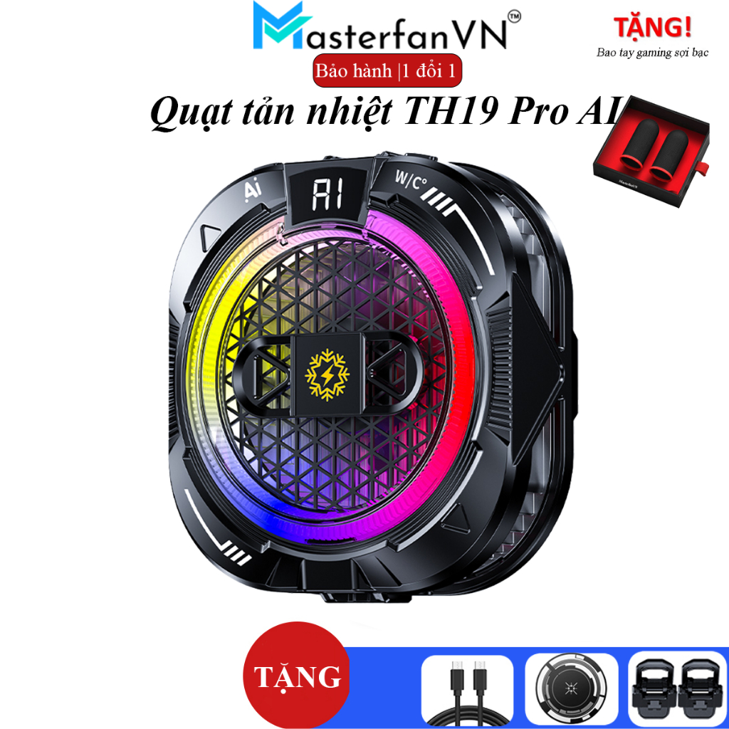 Quạt tản nhiệt sò lạnh cao cấp Kiri TH19 Pro AI - Công suất 24W - Làm lạnh cực nhanh - AI thông minh - Tùy chỉnh quạt | BigBuy360 - bigbuy360.vn