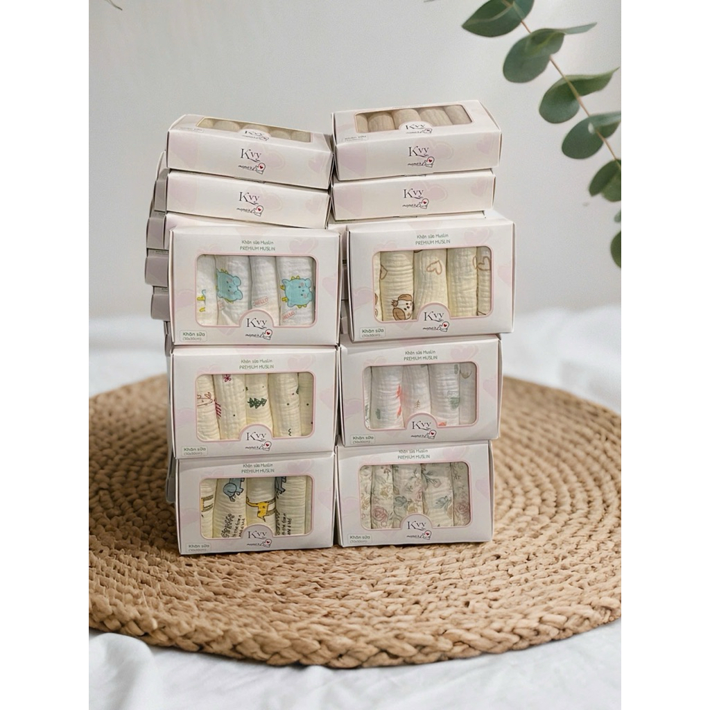[ Kvy ] SET 5 VÀ 10 Khăn sữa muslin 2 lớp cho bé yêu trải nghiệm Sản phẩm