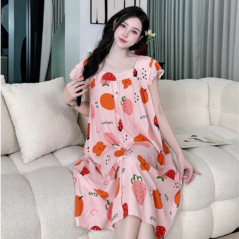 (Có đủ size đến 100kg)Váy lanh bầu bigsize mặc ở nhà,đi ngủ cực mát ảnh 3