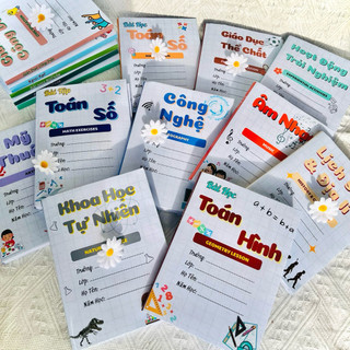 (COMBO - Giấy BÓNG in ảnh) Giấy bao tập, giấy bao vở, bao sách chủ đề Môn học Cấp 2, Cấp 3 | by Winwin