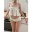 2Soonsumff Set 2 món yếm buộc dây cổ bèo viền ren xòe kèm quần lót lưng chun sexy cá tính cho nữ
