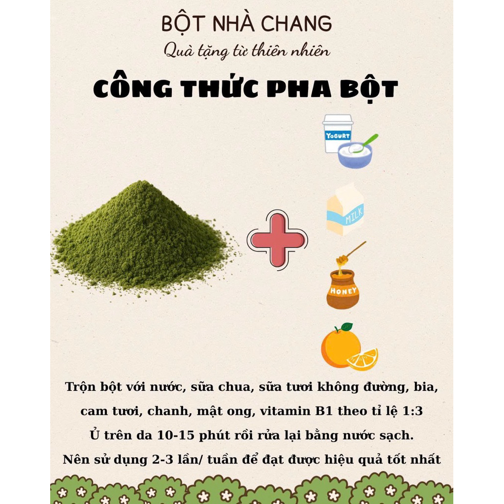 Bột Diệp Mộc: trà xanh, yến mạch, cam thảo, cám gạo, sữa non + Tặng 10g niacinamide - BỘT Ủ TRẮNG DA HANDMADE