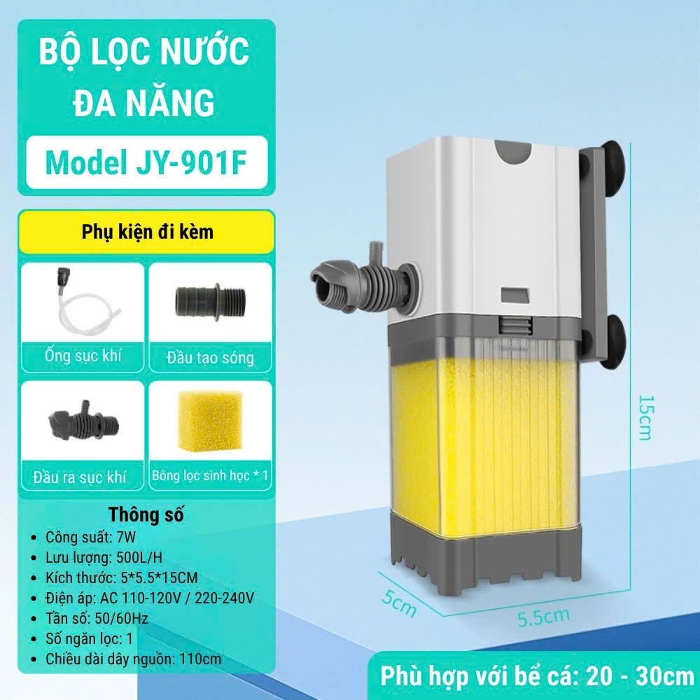 Lọc Hút Đáy Vuông JINGYE  - Lọc Nước Đa Năng , Làm Sạch Cho Bể Cá , Hút Cặn Hiệu Quả