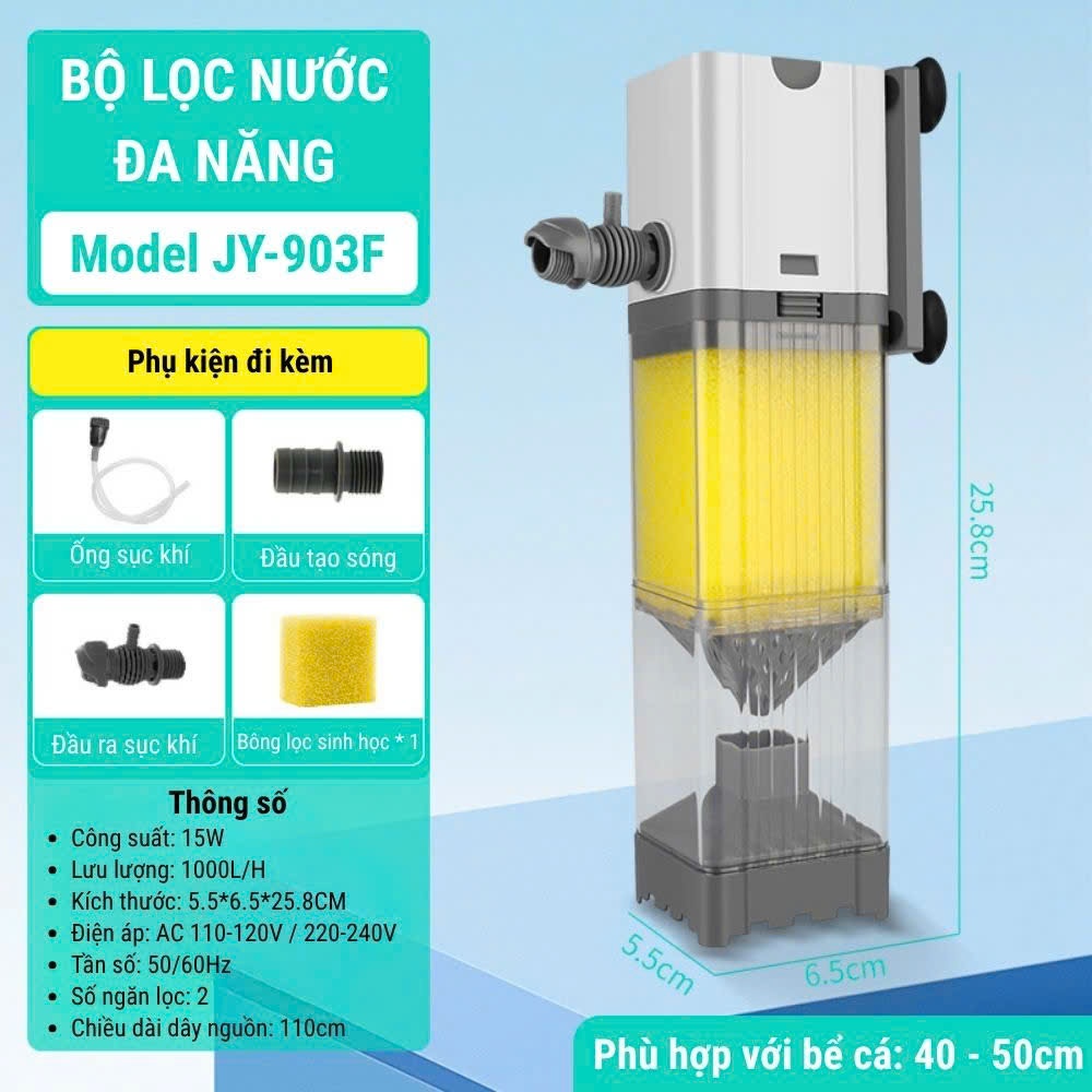 Lọc Hút Đáy Vuông JINGYE  - Lọc Nước Đa Năng , Làm Sạch Cho Bể Cá , Hút Cặn Hiệu Quả