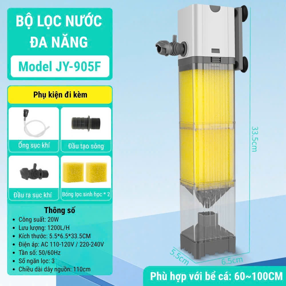 Lọc Hút Đáy Vuông JINGYE  - Lọc Nước Đa Năng , Làm Sạch Cho Bể Cá , Hút Cặn Hiệu Quả