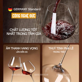 Ly Vang Thuỷ Tinh Pha Lê Cao Cấp | Ly Uống Rượu Vang 450ml | Bình Thở, Decanter Thiên Nga 1500ml