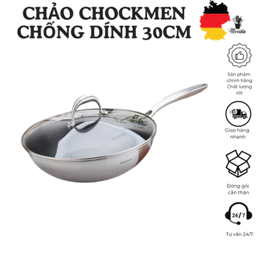 Chảo chống dính 30cm, chảo CHOCKMEN, chảo inox 30cm, chảo to, chảo to bếp từ, chảo inox cỡ lớn, chảo