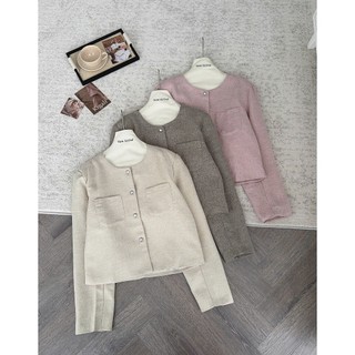 Áo Khoác Tweed Nữ Cổ Tròn Túi Vuông Cúc Bạc 3 Màu Sang Trọng Chất Mịn Style Hàn Quốc Mặc Thu Đông 3532