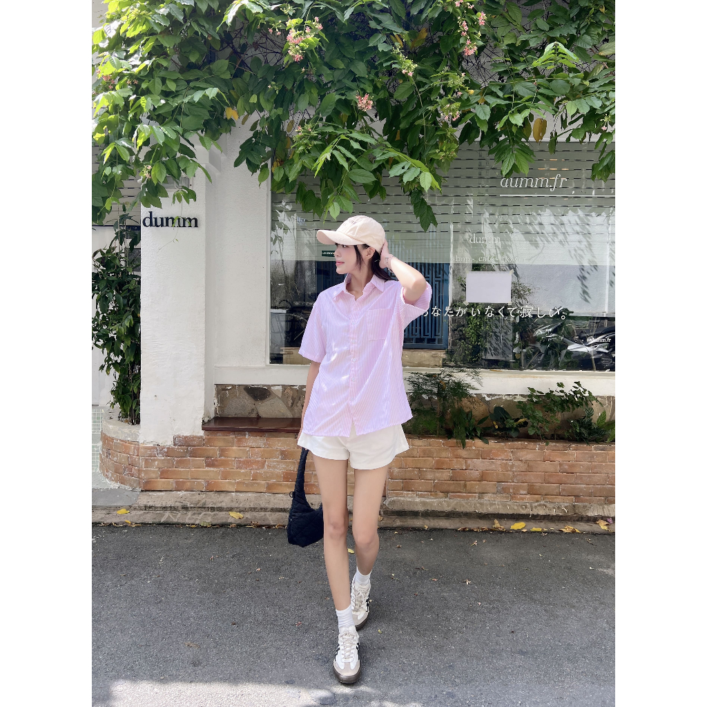 Áo Sơ Mi Tay Ngắn Local Brand VIBESTU  Áo Sơ Mi Nam Nữ Form Boxy Chất Liệu Oxford