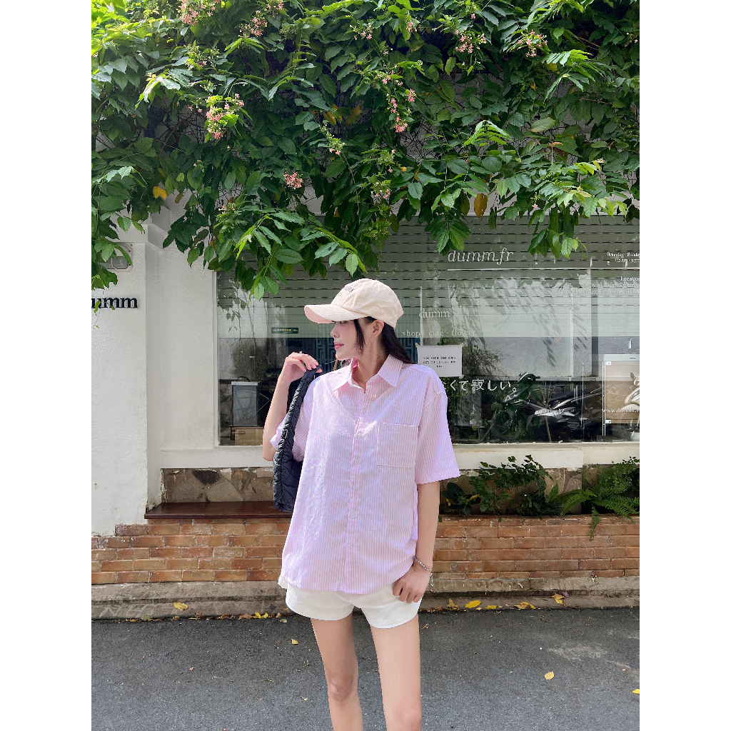 Áo Sơ Mi Tay Ngắn Local Brand VIBESTU  Áo Sơ Mi Nam Nữ Form Boxy Chất Liệu Oxford