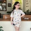 Bộ đồ lụa ngắn tay cho bé gái họa tiết gấu Panda - mềm mịn mát , size 20-26kg (1m20-1m40)