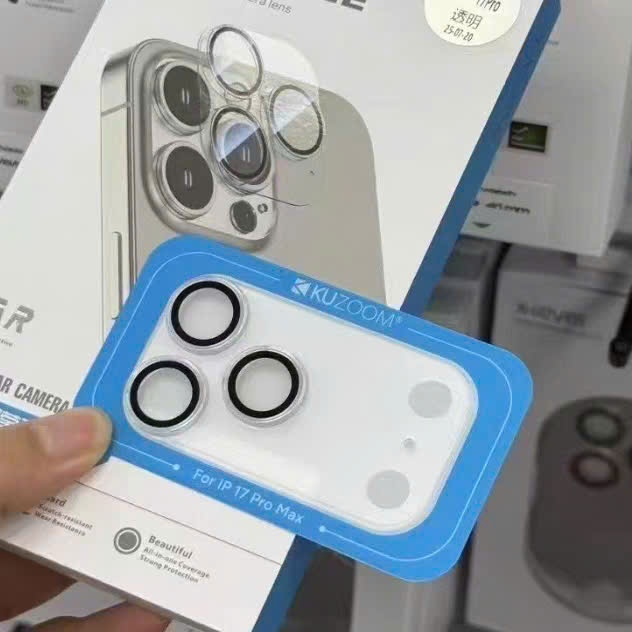 Cụm bảo vệ camera Kuzoom trong suốt cho IPhone 16 16Plus 17Promax 17Pro 17Air 17