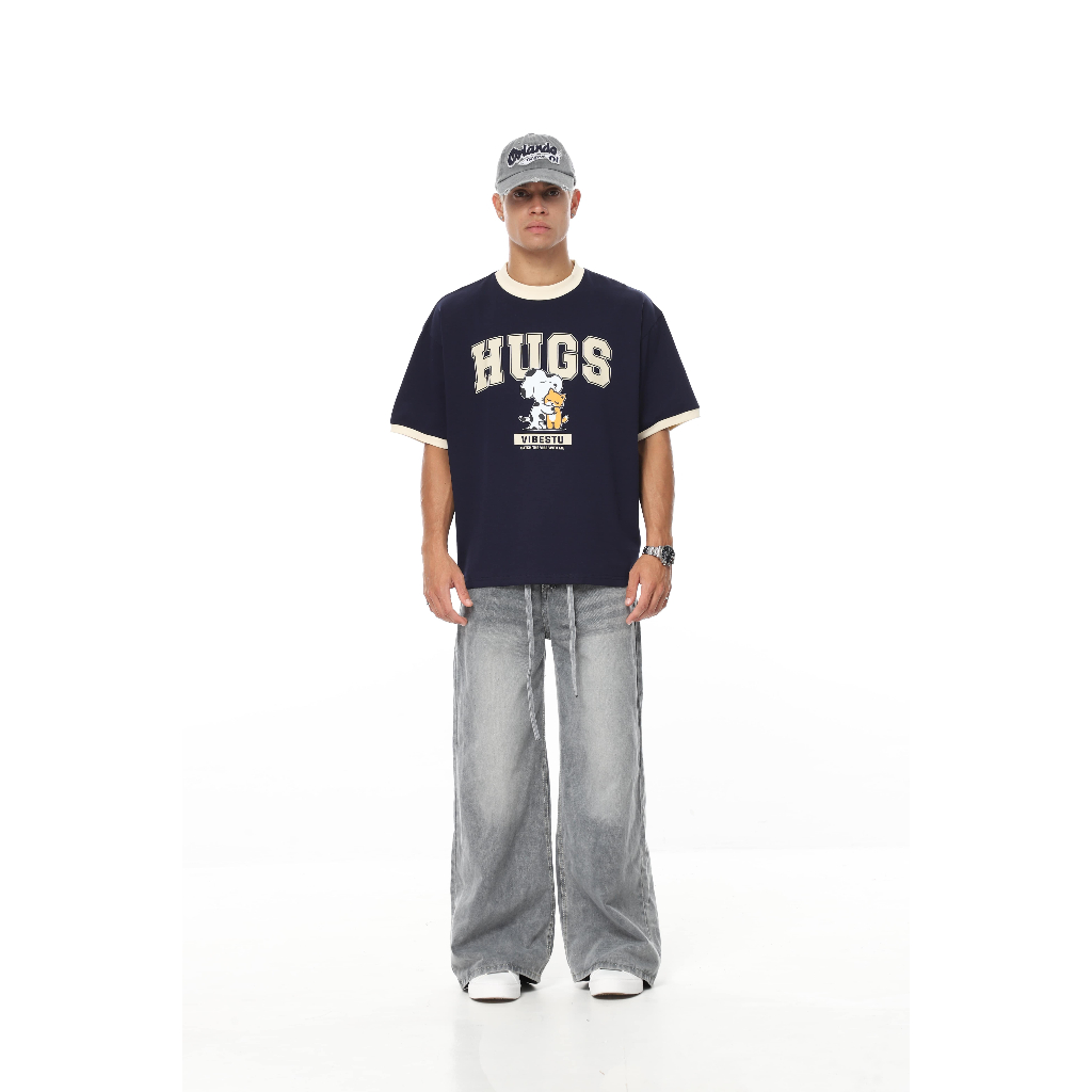 Áo Thun Local Brand VIBESTU " BST Phối Tay V1 ", Áo Thun Boxy Form Rộng Unisex 250Gsm 100% Cotton