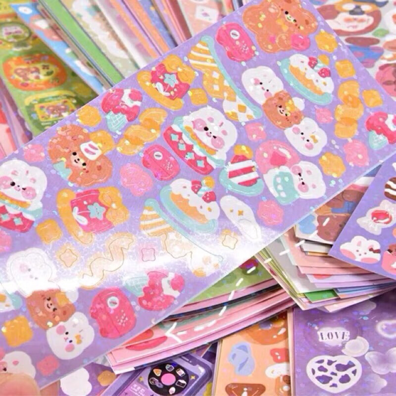 Set 100 sticker dán hình trang trí decor 200 mẫu không trùng lặp đồ chơi quà tặng cho bé quà tặng học sinh