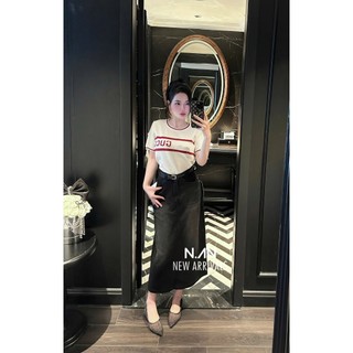 Áo Len Ngắn Tay Nữ In Chữ Basic QCCC Cao Cấp